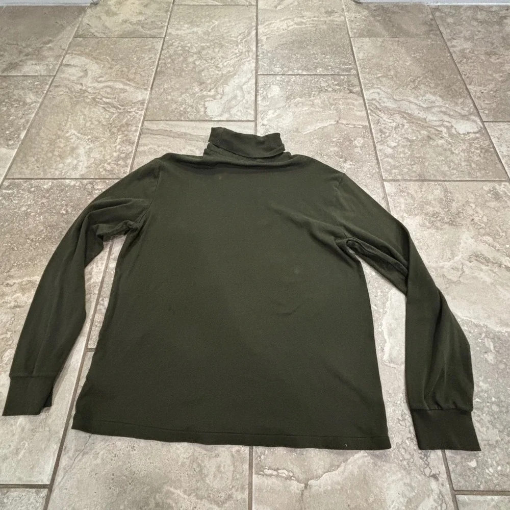 Polo Ralph Lauren Mens Olive Green Cotton Turtleneck Long Sleeve Shirt Size M